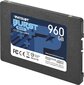 SSD|PATRIOT|Burst Elite|960GB|SATA 3.0|3D NAND|Kirjutuskiirus 320 MBait/s|Lugemiskiirus 450 MBait/s|2,5"|TBW 400 TB|PBE960GS25SSDR цена и информация | Sisemised kõvakettad | hansapost.ee