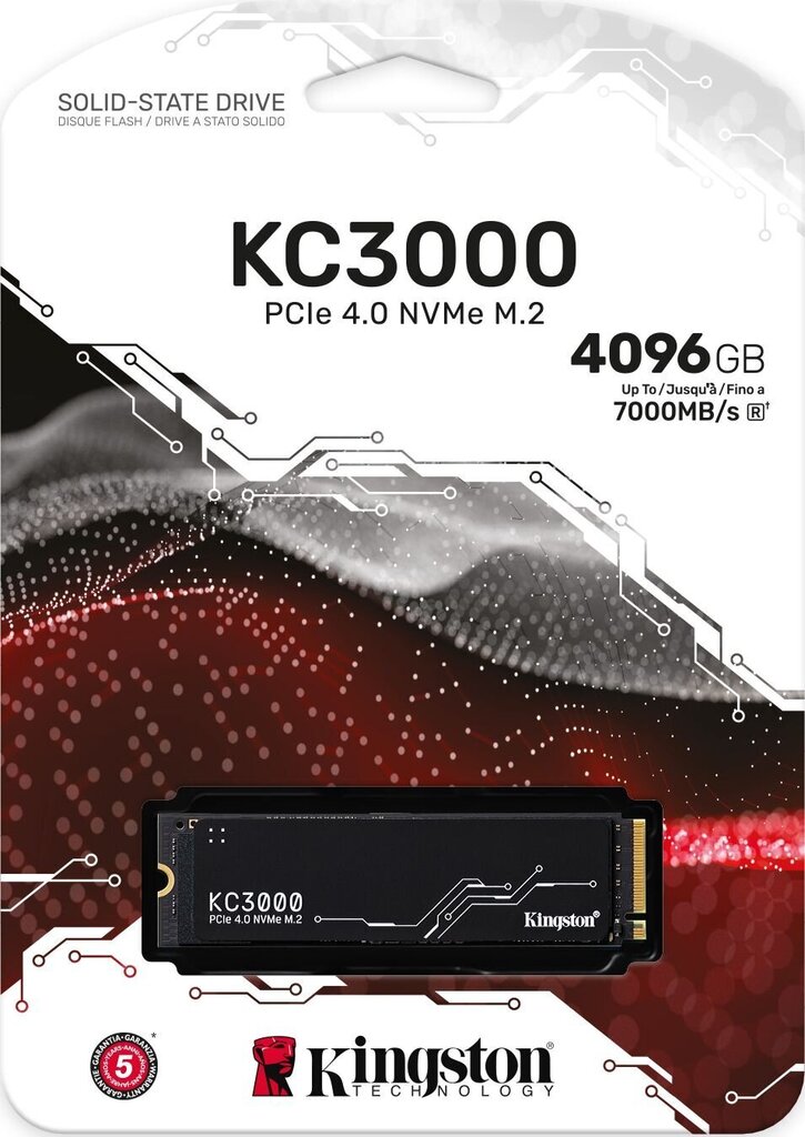 SSD|KINGSTON|KC3000|4TB|M.2|PCIE|NVMe|3D TLC|Kirjutuskiirus 7000 MBait/s|Lugemiskiirus 7000 MBait/s|3,5 mm|MTBF 1800000 tundi|SKC3000D/4096G hind ja info | Sisemised kõvakettad | hansapost.ee