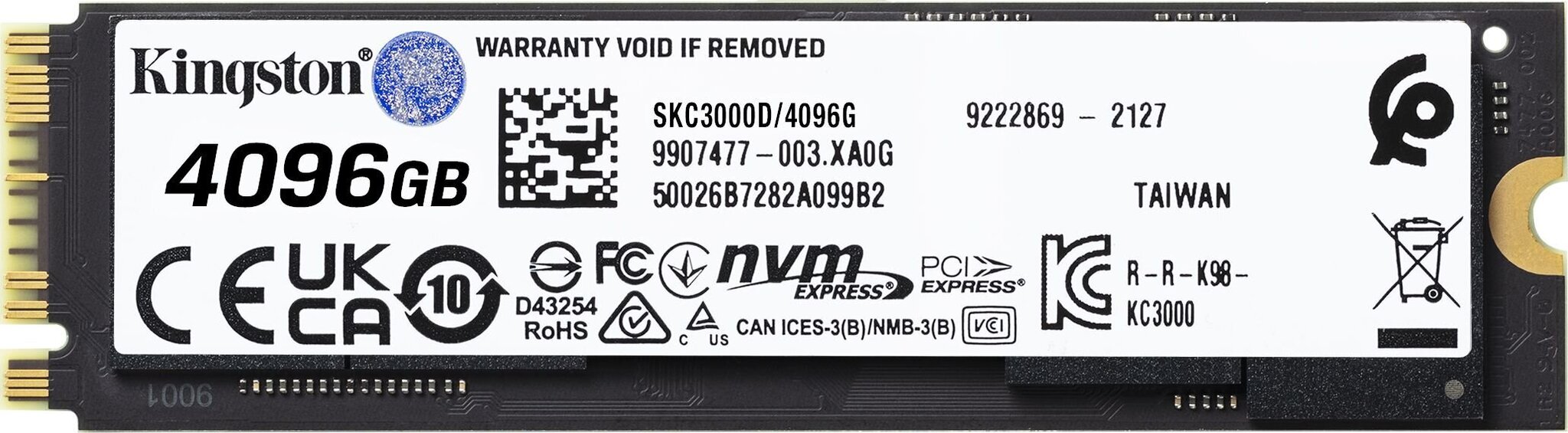 SSD|KINGSTON|KC3000|4TB|M.2|PCIE|NVMe|3D TLC|Kirjutuskiirus 7000 MBait/s|Lugemiskiirus 7000 MBait/s|3,5 mm|MTBF 1800000 tundi|SKC3000D/4096G цена и информация | Sisemised kõvakettad | hansapost.ee