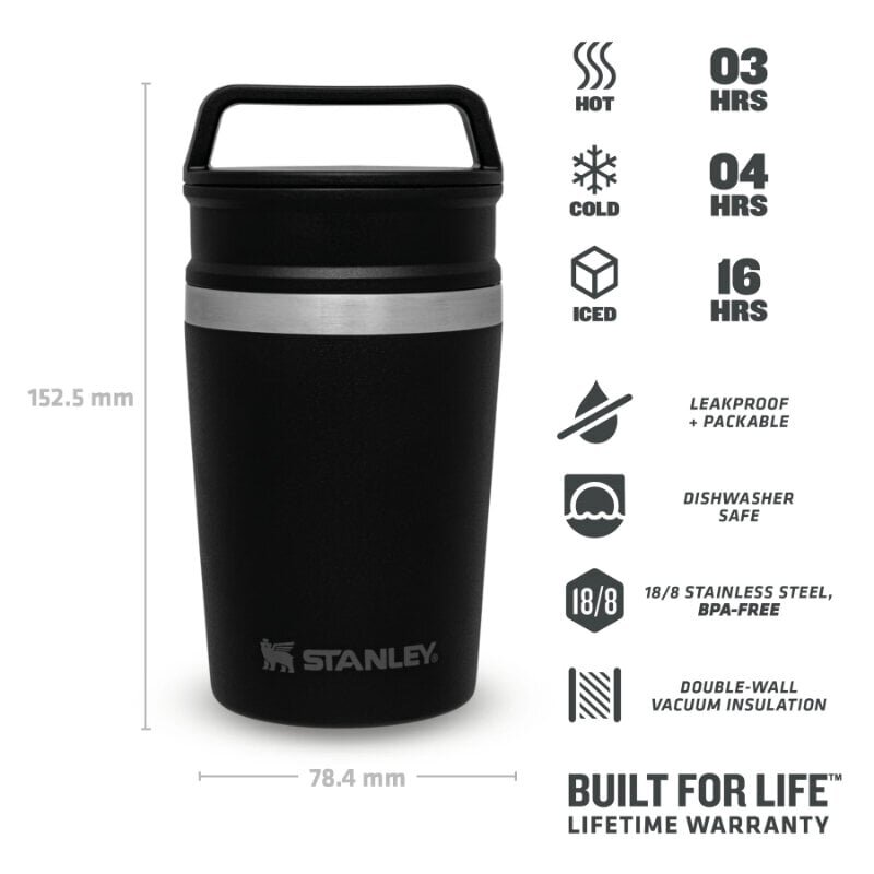 Termoskruus The Shortstack Travel Mug Adventure 0.23 l, must matt цена и информация | Termosed ja termokruusid | hansapost.ee