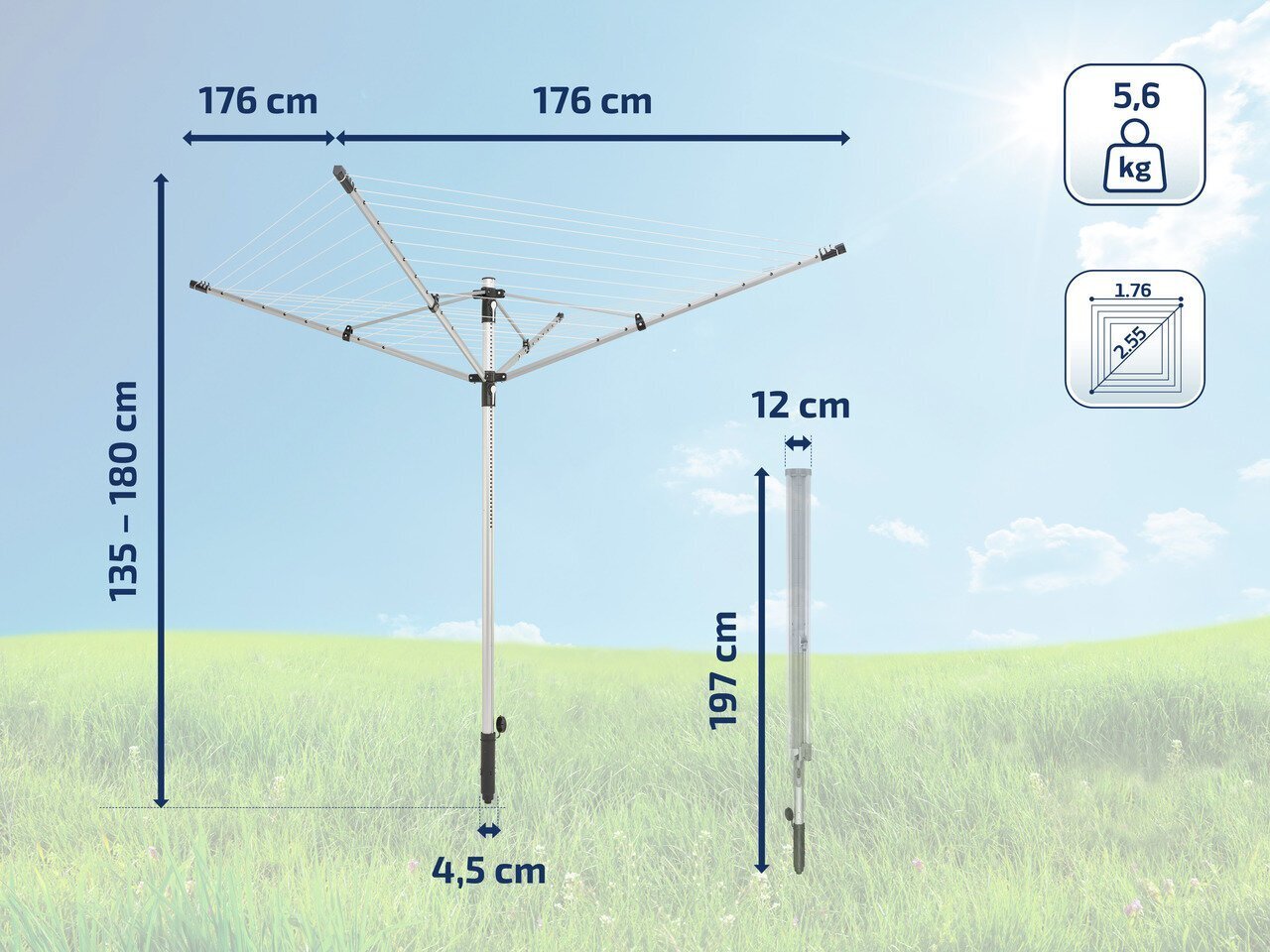 Pesukuivatusrest Leifheit LinoPush 500 (50 m) hind ja info | Pesukorvid, pesukuivatusrestid ja pesulõksud | hansapost.ee