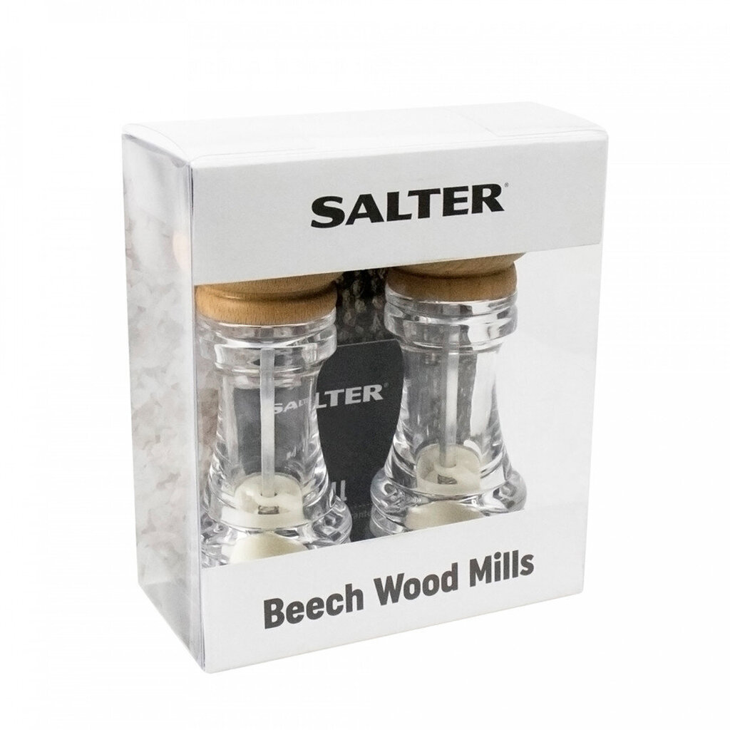 Salter 7607 WDXR Beech Wood Mills Twin цена и информация | Soola- ja pipraveskid, maitseianepurgid | hansapost.ee