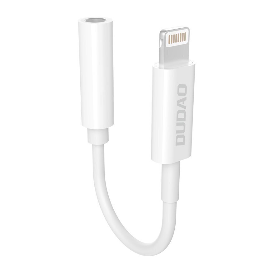 Dudao adapteri kõrvaklappide adapter Lightning (meessoost) kuni 3,5 mm minipistikuni (emane) 10 cm valge (L16 + valge) hind ja info | Mobiiltelefonide kaablid | hansapost.ee