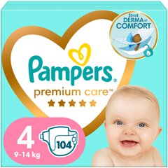 Mähkmed Pampers Premium Care 9-14 kg , suurus 4, 104 tk hind ja info | Mähkmed, riidest mähkmed | hansapost.ee