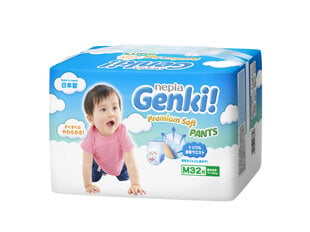 Японские подгузники-трусики Genki! Premium Soft  M 7-10 кг, 32 шт. цена и информация | Пеленки | hansapost.ee