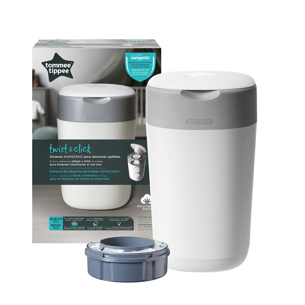 Tomee Tippee mähkmekonteiner Sangenic Twist & Click, valge, 85101501 hind ja info | Hügieenitarbed beebidele | hansapost.ee