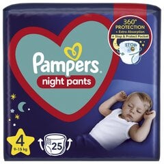 Püks-mähkmed PAMPERS Night Pants, Value Pack, 4 suurus, 25 tk hind ja info | Mähkmed, riidest mähkmed | hansapost.ee