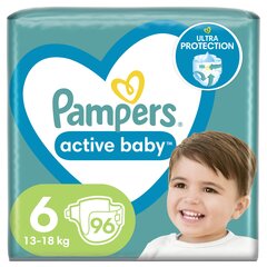 Подгузники Pampers Active Baby, размер 6, 13-18 кг, 96 шт. цена и информация | Пеленки | hansapost.ee