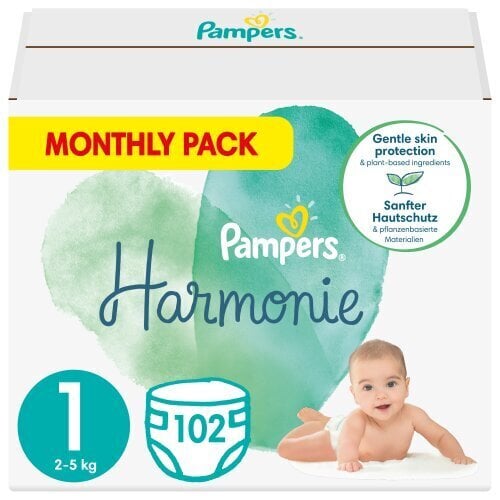 Mähkmed Pampers Harmonie, 1 suurus, 2-5 kg, 102 tk цена и информация | Mähkmed, riidest mähkmed | hansapost.ee