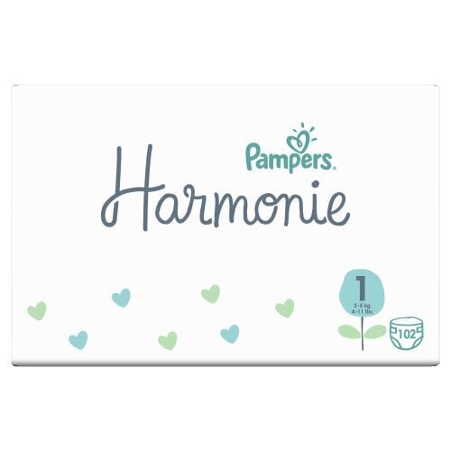 Mähkmed Pampers Harmonie, 1 suurus, 2-5 kg, 102 tk цена и информация | Mähkmed, riidest mähkmed | hansapost.ee