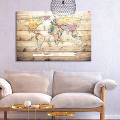 Pilt korgil - World Map: Wooden Oceans [Cork Map] hind ja info | Seinapildid | hansapost.ee