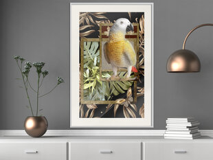 Poster Composition with Gold Parrot hind ja info | Seinapildid | hansapost.ee