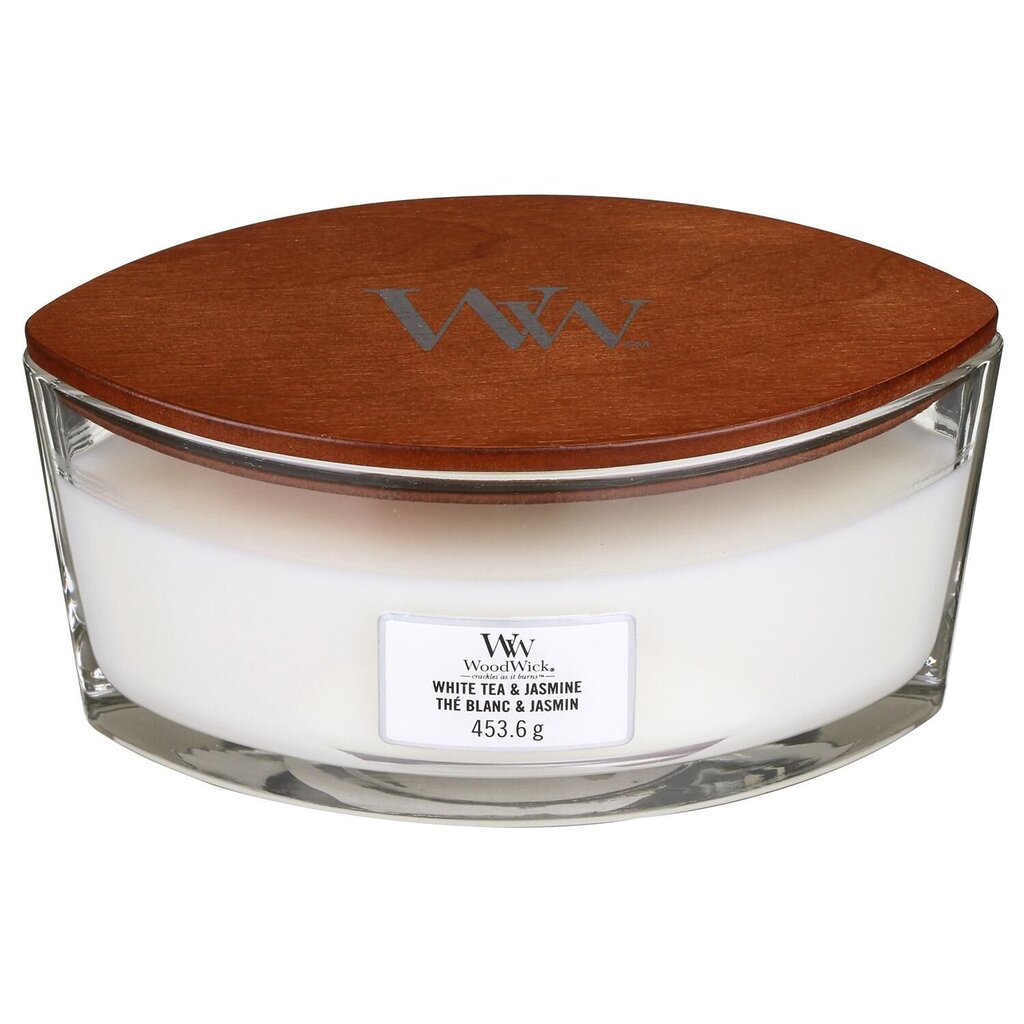 WoodWick lõhnaküünal White Tea & Jasmine, 453.6 g hind ja info | Küünlad, küünlajalad | hansapost.ee