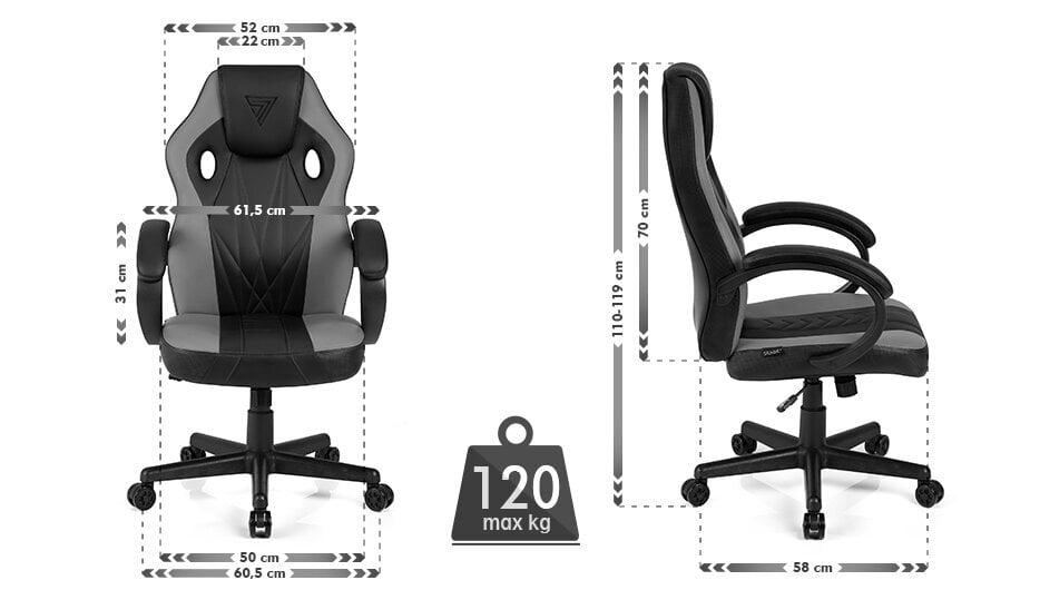 Mänguritool Sense7 Prism, must/hall hind ja info | Kontoritoolid | hansapost.ee