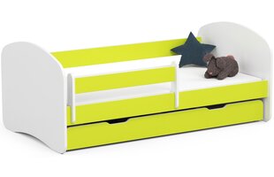 Кровать с матрасом, ящиком для постельного белья и съемной защитой NORE Smile, 160x80 см, белый/зеленый цена и информация | Детские кровати | hansapost.ee