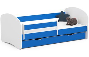 Кровать с матрасом, ящиком для постельного белья и съемной защитой NORE Smile, 160x80 см, белый/синий цена и информация | Детские кровати | hansapost.ee