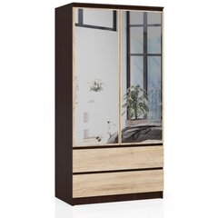 Шкаф NORE S90 с зеркалом, коричневый/дубовый цена и информация | Шкафы | hansapost.ee