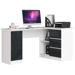 Письменный стол NORE B20, правый вариант, белый/черный цена и информация | Компьютерные, письменные столы | hansapost.ee