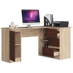 Письменный стол NORE B20, правый вариант, цвета дуба/темно-коричневый цена и информация | Компьютерные, письменные столы | hansapost.ee