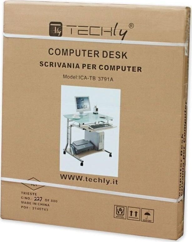 Kontoriarvutilaud Techly, klaviatuuririiuliga, ratastega. hind ja info | Arvutilauad, kirjutuslauad | hansapost.ee