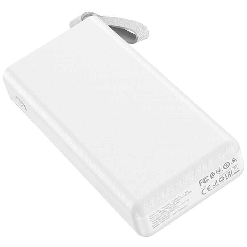 Power Bank / Kaasaskantav väline aku 30000mAh LED-lambi ja LED-ekraaniga, Hoco Li-Pol J73 | 2USB / Type-C/Lightning, 2A | Valge hind ja info | Akupangad | hansapost.ee