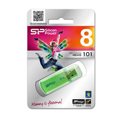 Mälupulk Silicon Power Helios 8GB USB 2.0 Roheline hind ja info | Silicon Power Mälupulgad ja kõvakettad | hansapost.ee