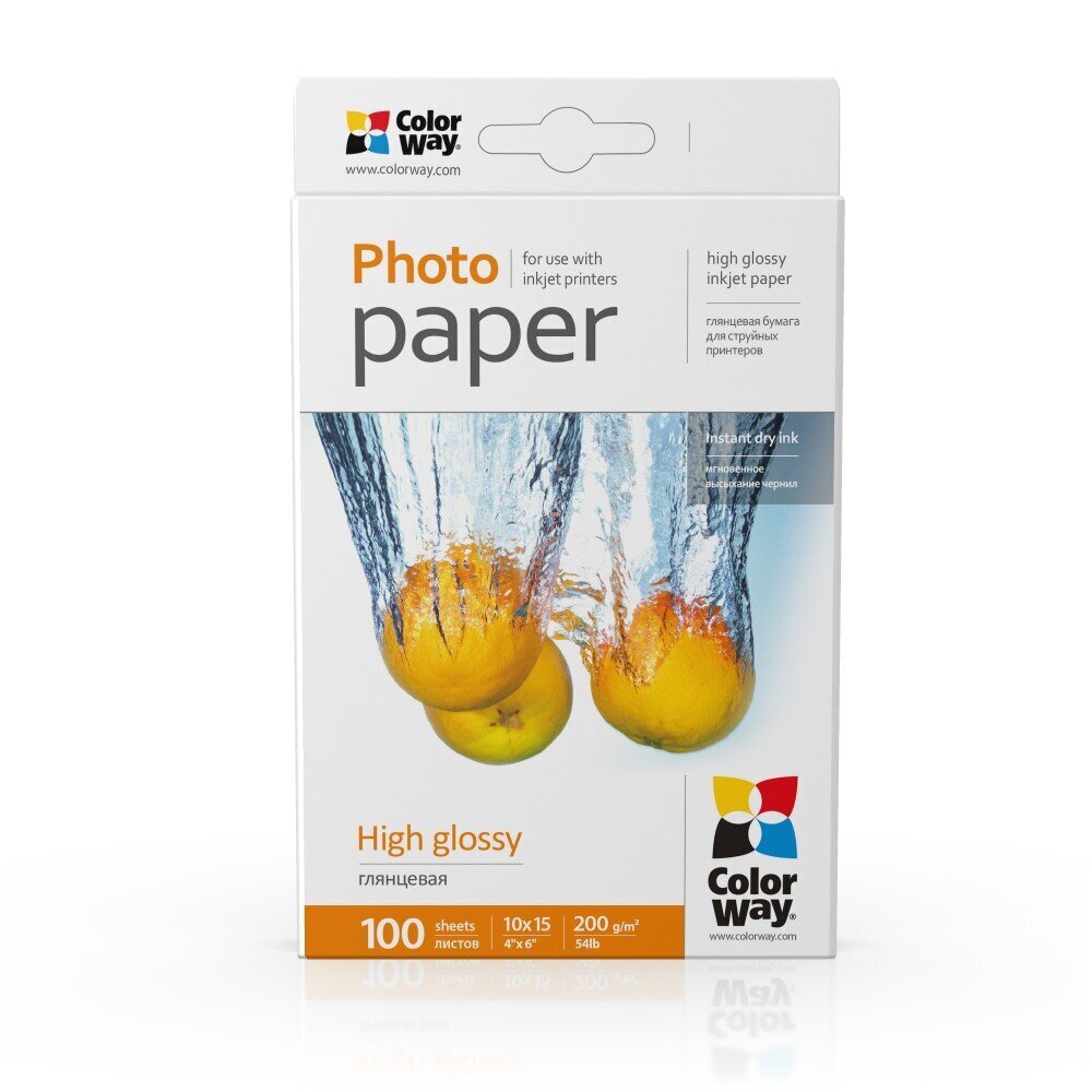 ColorWay High Glossy Photo Paper, 100 sheets, 10x15, 200 g цена и информация | Vihikud, märkmikud ja paberikaubad | hansapost.ee