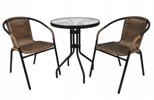Комплект уличной мебели Coffee Round 60/2, коричневый/черный цена и информация | Комплекты уличной мебели | hansapost.ee