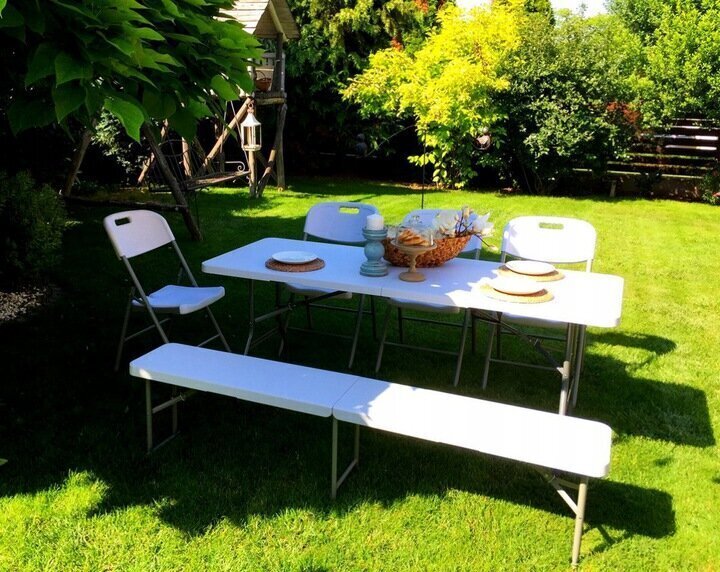 Kokkupandav laud Party, 180x70 cm, valge hind ja info | Aialauad | hansapost.ee