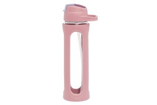 Стеклянная поилка с соломинкой Atom, 600 мл, розовая цена и информация | Фляги для воды | hansapost.ee