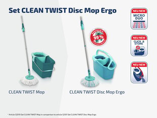 Põrandapesu komplekt Clean Twist Disc Mop Ergo Leifheit price and information | Puhastustarvikud | hansapost.ee