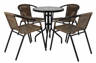 Комплект уличной мебели Lunch Round 60/4, коричневый/черный цена и информация | Комплекты уличной мебели | hansapost.ee