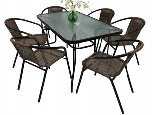 Комплект уличной мебели Cyprus Rectangle/O 120/6, коричневый/черный цена и информация | Комплекты уличной мебели | hansapost.ee