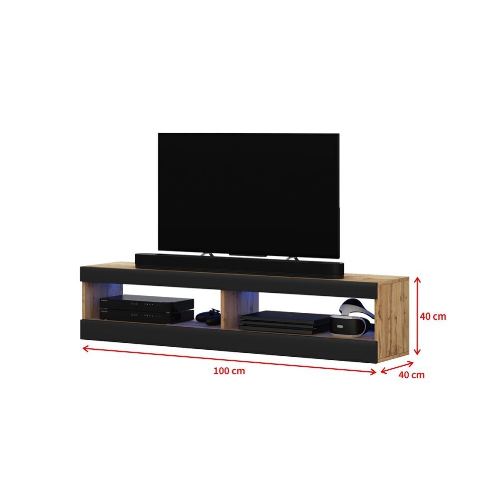 TV laud Selsey Dean LED 100 cm, pruun/must цена и информация | Televiisori alused | hansapost.ee