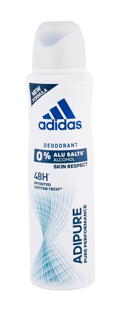 Deodorant Adidas Adipure naistele 150 ml цена и информация | Dušigeelid ja deodorandid naistele | hansapost.ee