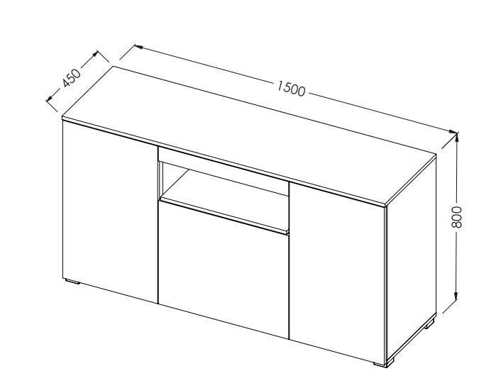 Kummut Cama Meble Viva 150, must/valge цена и информация | Kummutid | hansapost.ee