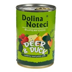 Влажный корм Dolina Noteci Superfood для взрослых собак с олениной и уткой, 400 г цена и информация | Консервы для собак | hansapost.ee