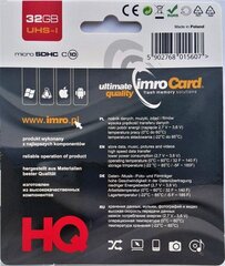 IMRO 10/32G UHS-I hind ja info | Imro Mobiiltelefonid, fotokaamerad, nutiseadmed | hansapost.ee