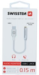 Адаптер для телефонов Swissten USB-C нa 3.5 мм, аудио 15 см, серебряный цена и информация | Адаптеры, USB-разветвители | hansapost.ee