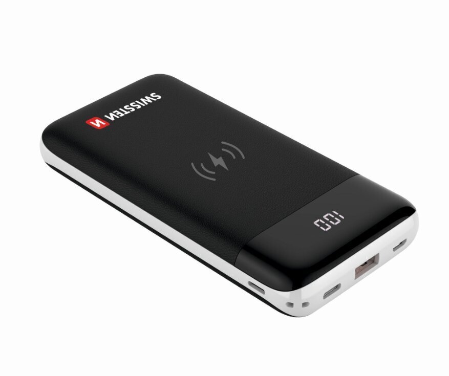 Swissten All In One Power Bank 3A / PD / QC 3.0 / Wireless 10W / USB / USB-C / 10000 mAh Black цена и информация | Akupangad | hansapost.ee