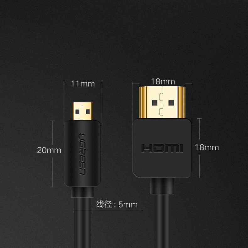 Ugreen (HD127), HDMI, 4K 3D 1,5 m, must hind ja info | Mobiiltelefonide kaablid | hansapost.ee