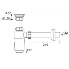 Valamu sifoon HD05 1" 1/4" hind ja info | Sifoonid ja põhjaklapid | hansapost.ee