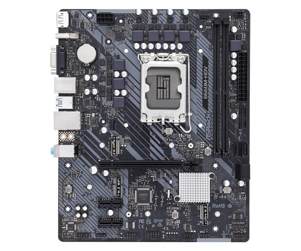 Põhiplaat|ASROCK|Intel B660|LGA1700|MicroATX|Mälu DDR4|Mälupesad 2|2xPCI-Express 3.0 1x|1xPCI-Express 4.0 16x|2xM.2|1x15pin D-sub|1xHDMI|1xDisplayPort hind ja info | Protsessorid | hansapost.ee