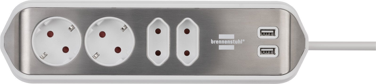 Brennenstuhl pikendusjuhe nurga Inox/valge 2XUSB 3.1A 2+2 pesa 3m. hind ja info | Pikendusjuhtmed | hansapost.ee