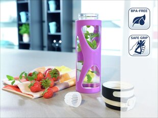 Klaaspudel LEIFHEIT Glass Flip 600 ml, lilla hind ja info | Joogipudelid | hansapost.ee