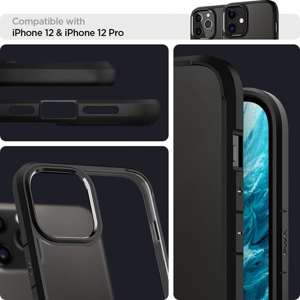 Spigen ACS01703 iPhone 12/12 Pro jaoks, must цена и информация | Telefonide kaitsekaaned ja -ümbrised | hansapost.ee