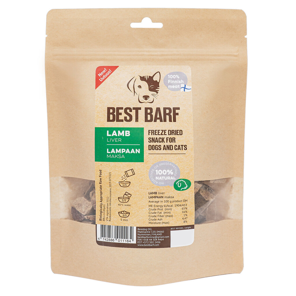 Bestbarf liofliseeritud lambamaks, 50g цена и информация | Koerte maiused | hansapost.ee