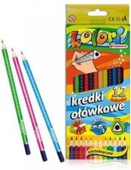 Цветные карандаши, 12 цветов, треугольные, с точилкой, Kolori, Penmate цена и информация | Канцелярские товары | hansapost.ee