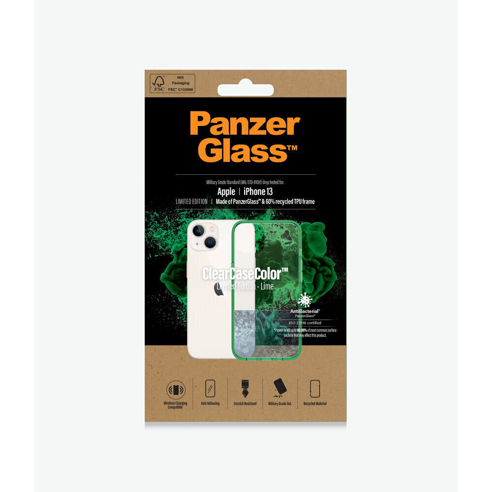 Mobiiltelefoni kaaned Panzer Glass Lime Iphone 13, läbipaistev / roheline цена и информация | Telefonide kaitsekaaned ja -ümbrised | hansapost.ee