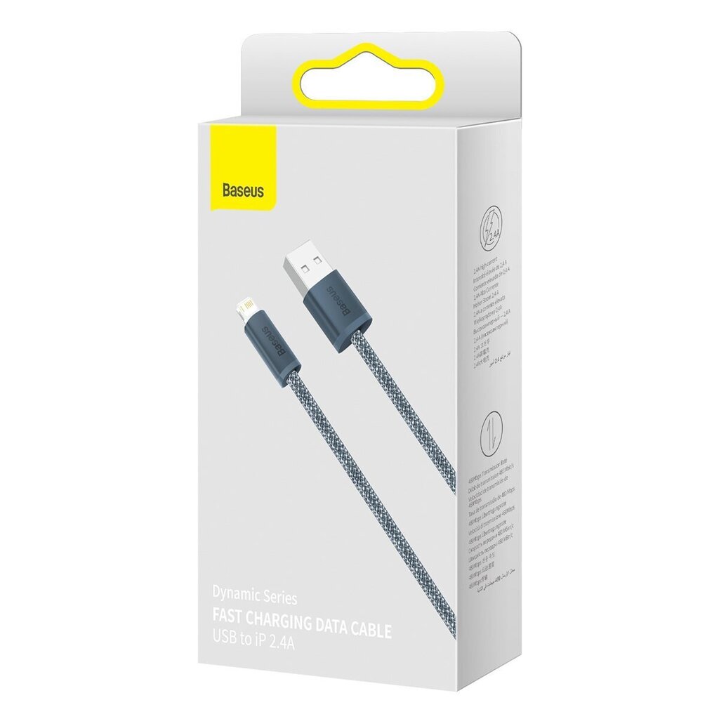 Baseus iPhone USB cable - Lightning 2m, 2.4A gray (CALD000516) цена и информация | Mobiiltelefonide kaablid | hansapost.ee